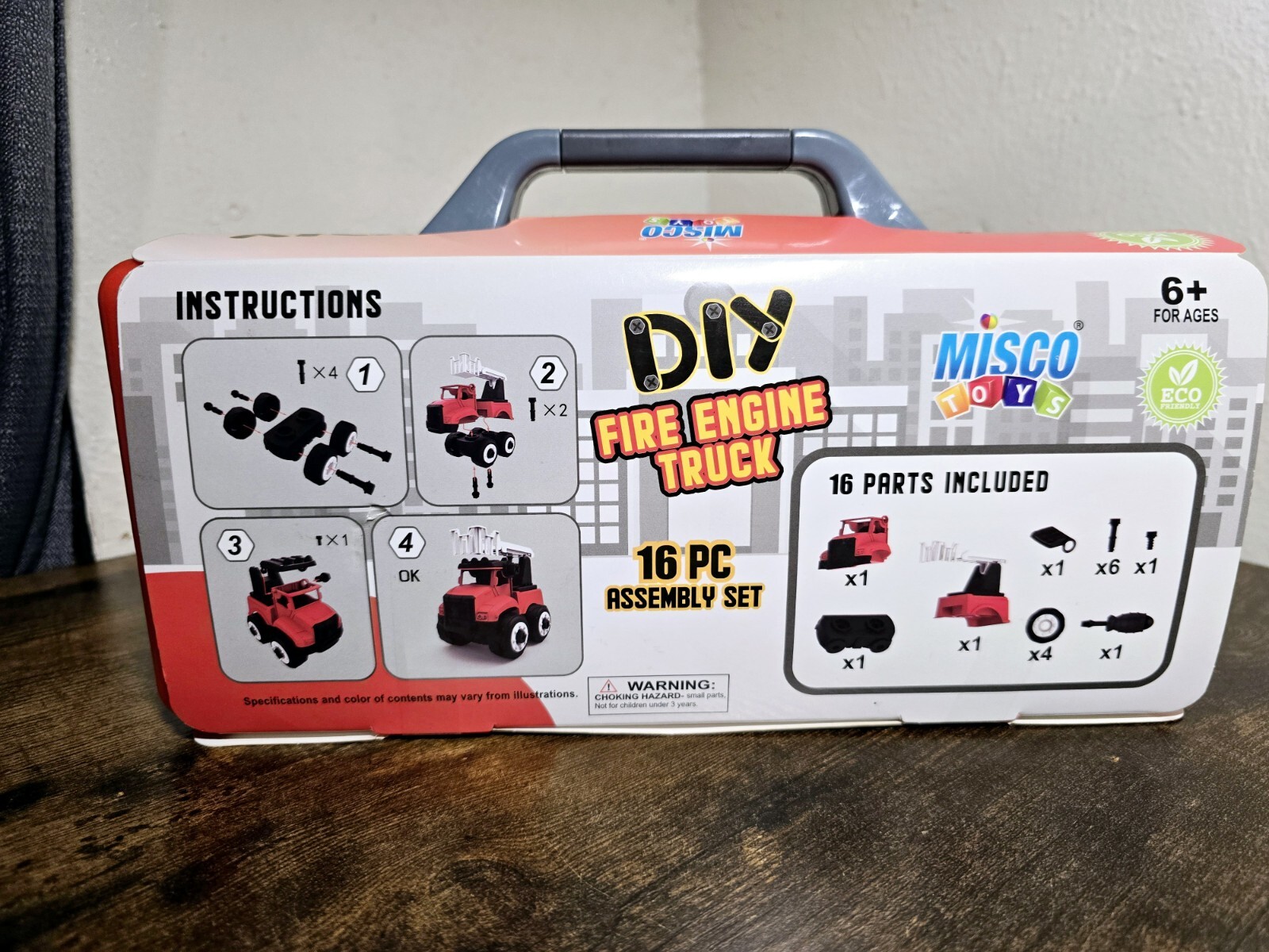 Misco MIY Toy Construction Fire Truck 16 Pcs Kids 6 Up ECO Friendly
