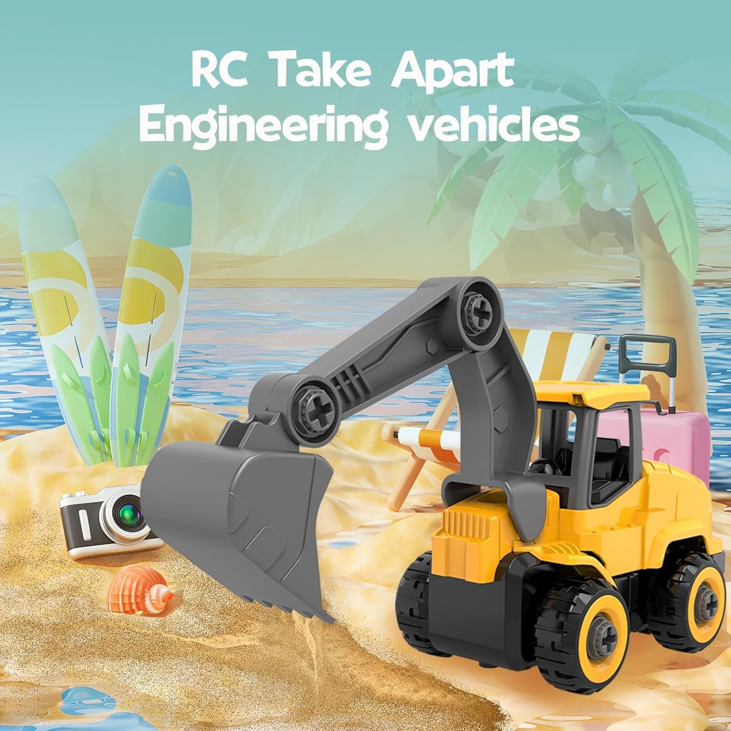 Take Apart Toy Excavator with Electric Screwdriver, Hands-on Skill Remote Contro
