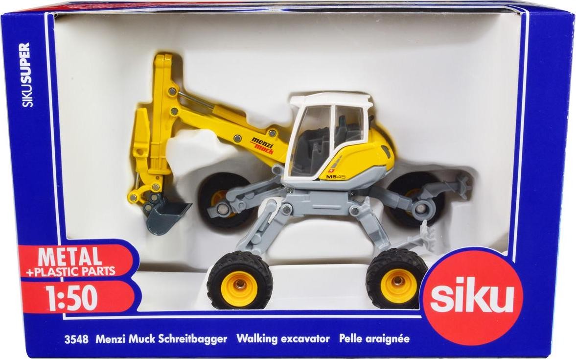 Menzi Muck M545 Walking Excavator Yellow with White Top 1/50 Diecast Model SIKU