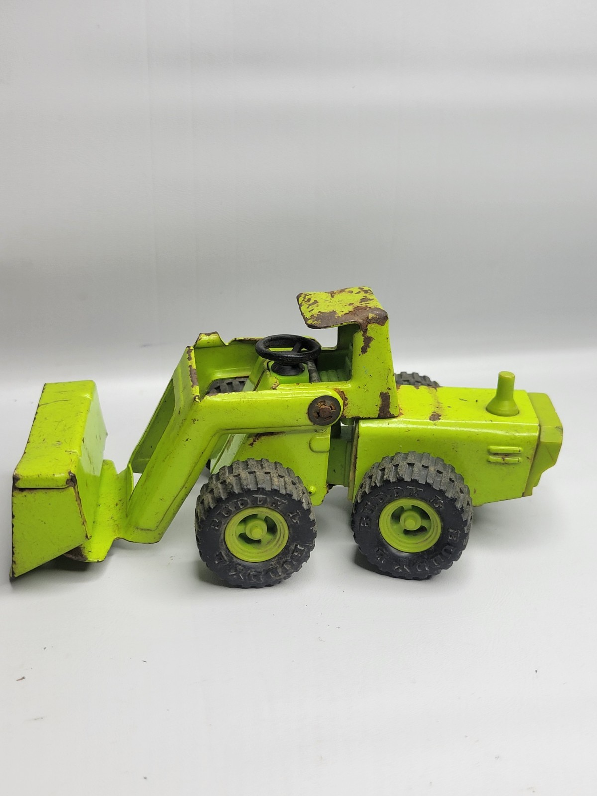 Vintage Buddy L Green Metal Front End Bucket Loader Farm Tractor Toy Truck