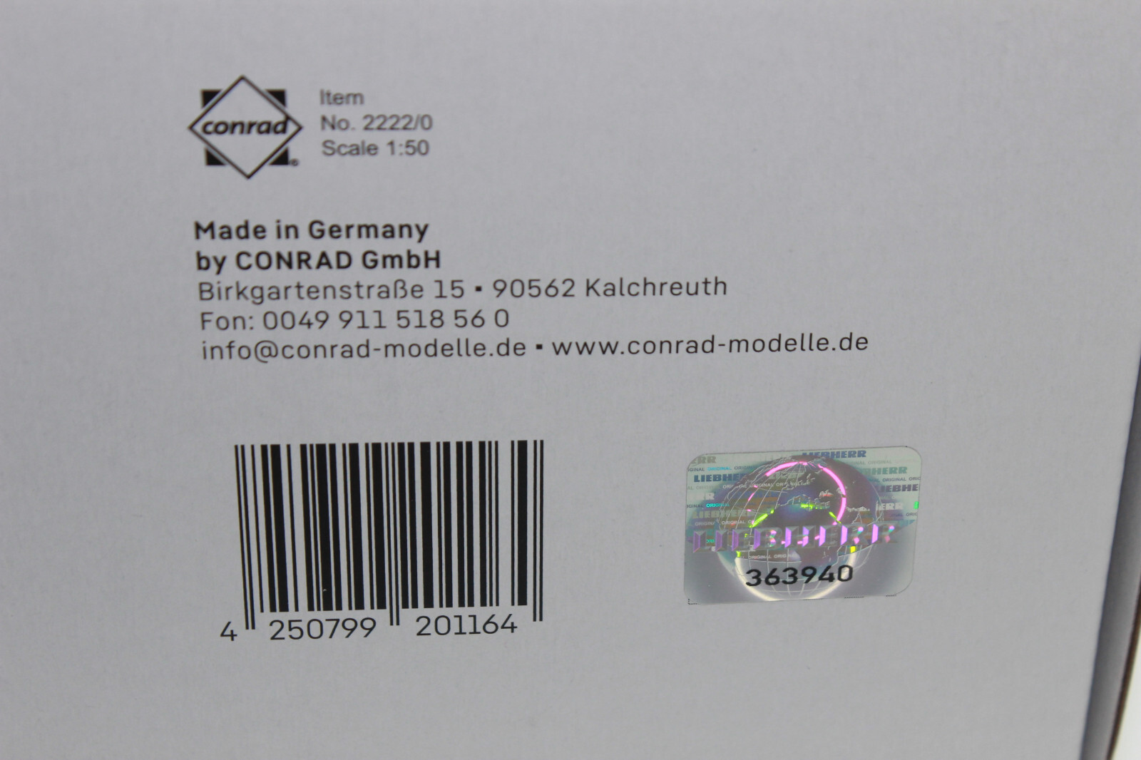 Conrad 2222 Liebherr R 940 Demolition Excavator Digger 1:50 Original Packaging NEW Bauma 2022