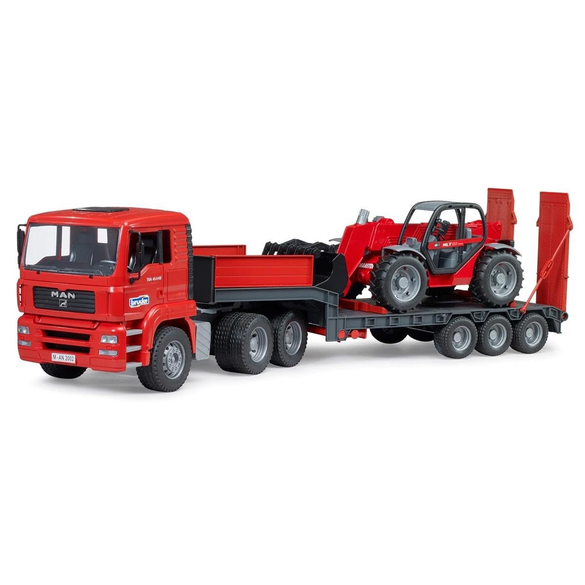 Man Tga Low Loader Truck With Steerable Telescopic Handler Construction Toy