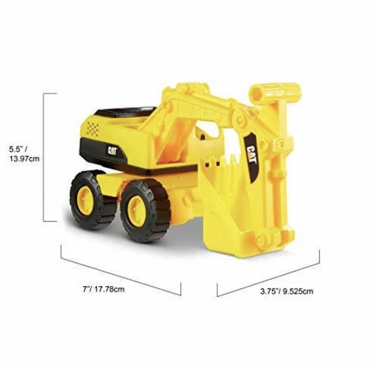 CAT Construction Toys, Mini Crew 3-Pack 7”, Push-Powered Yellow Construction