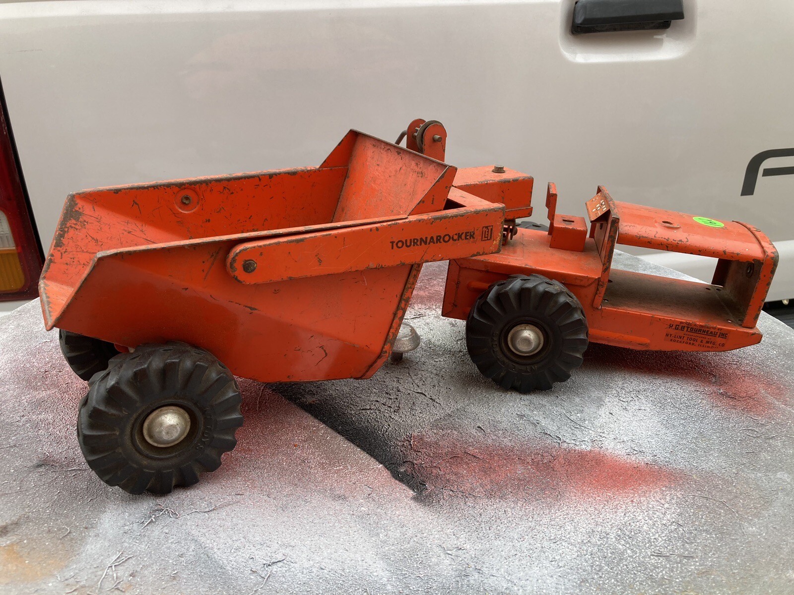 Orange Nylint Pressed Steel Bottom Dump Earth Mover