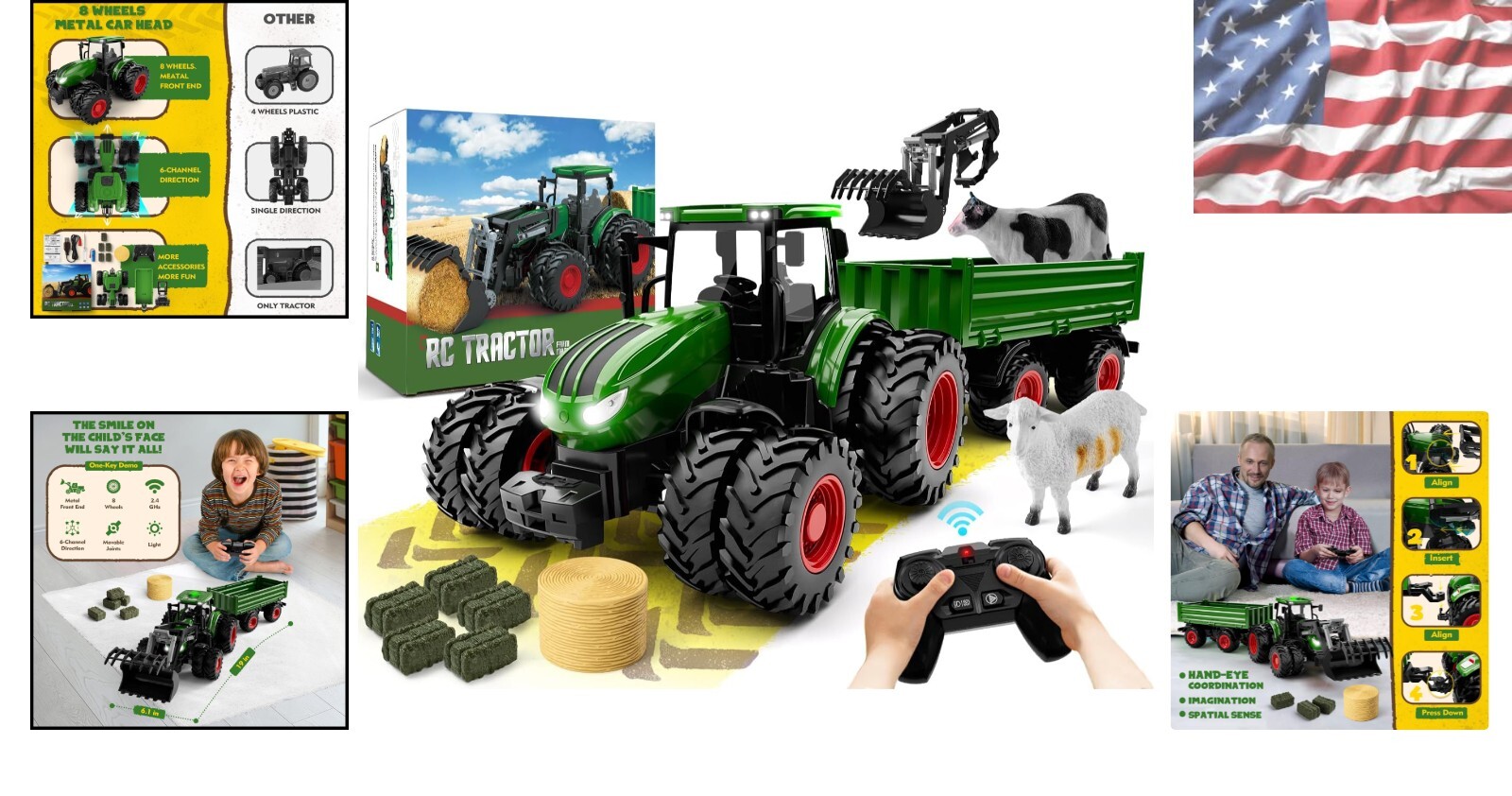 Farm Vehicle Remote Control Tractor with Alloy Head – Perfect Birthday Gift