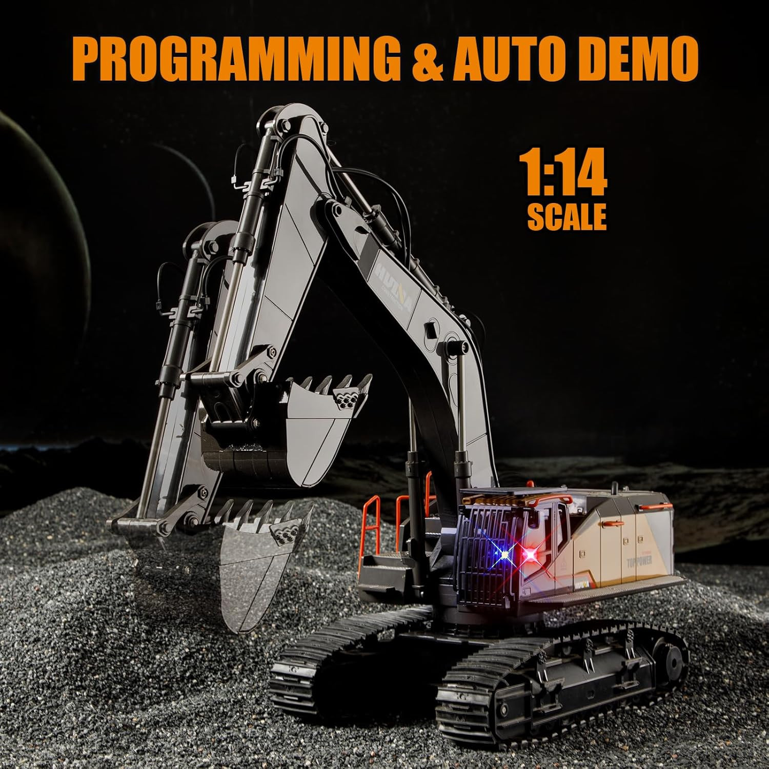 20.4 Inch 22 Channels Remote Control Excavator Truck 1/14 Scale Metal Shovel Ind