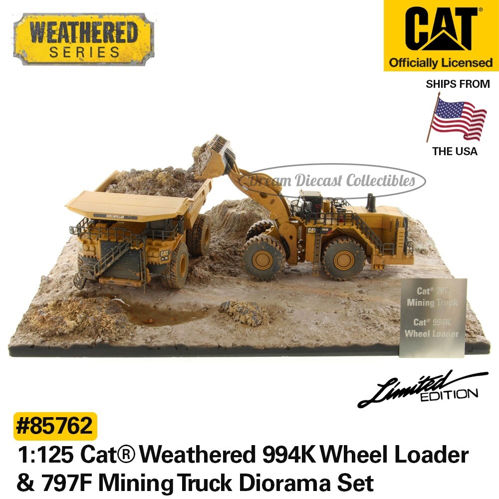 ⭐1:125 CAT WEATHERED 994K WHEEL LOADER & 797F MINING TRUCK DIECAST MASTERS 85762