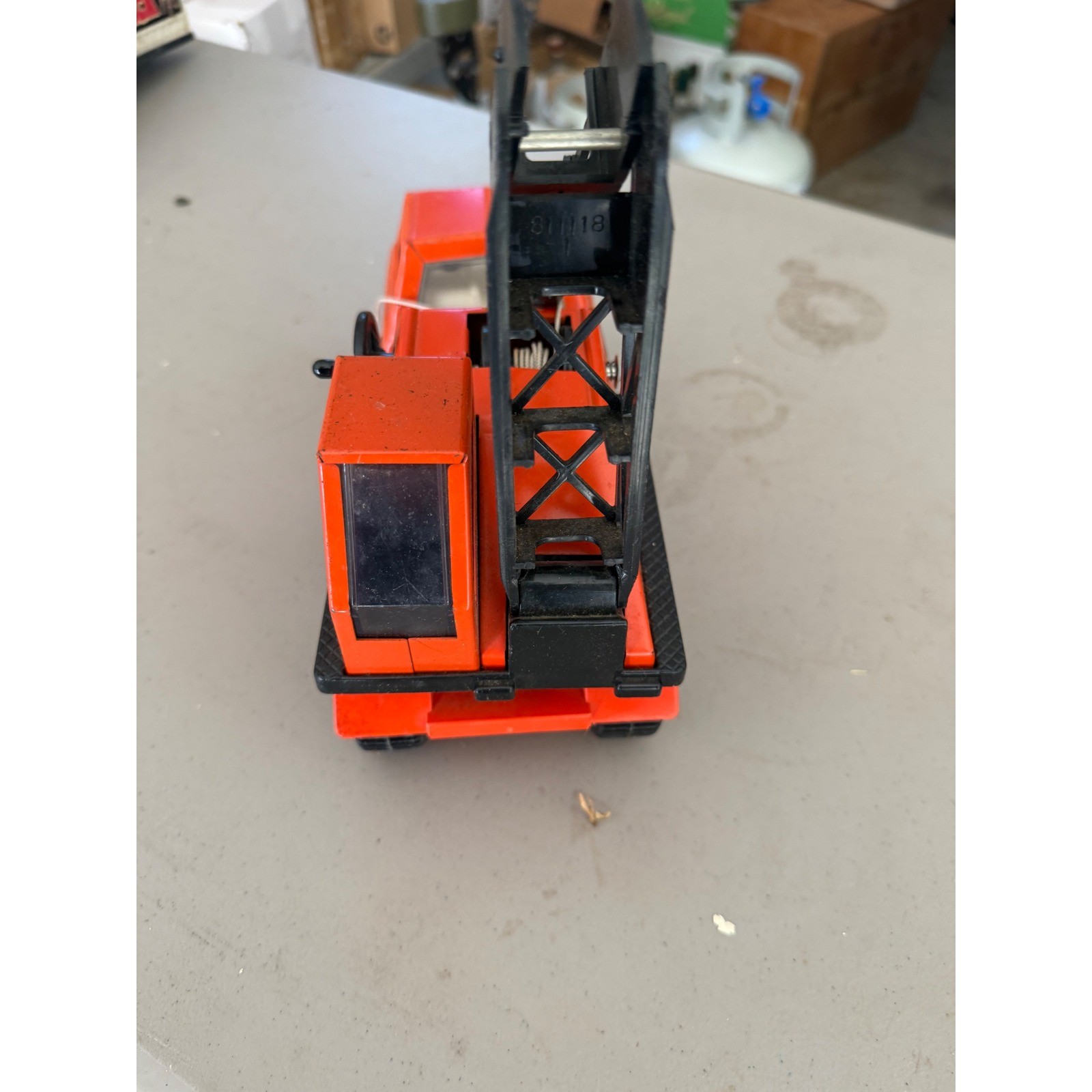 Vintage Tonka Mighty Crane Truck Orange Pressed Steel Construction Toy 1970s