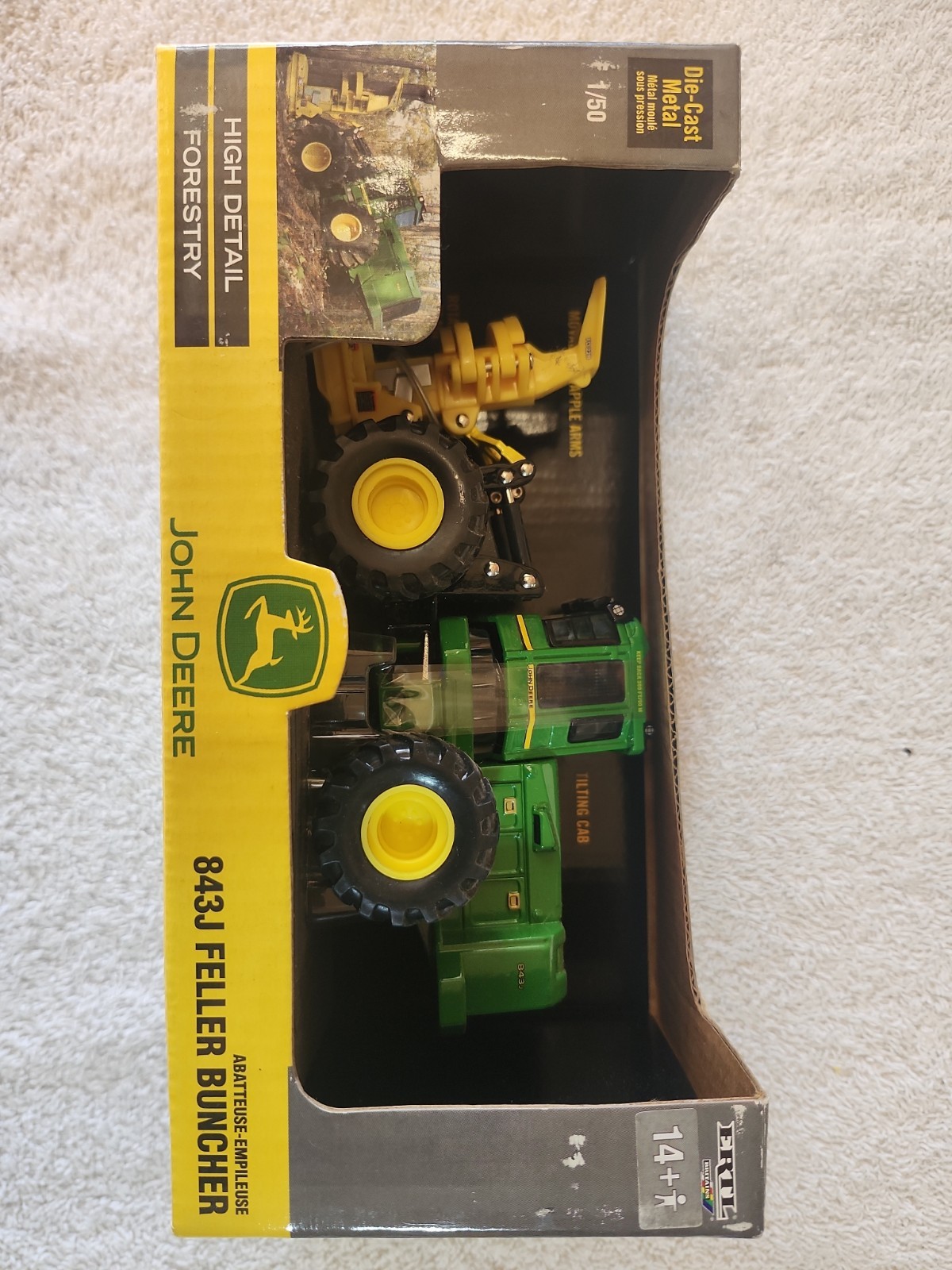Ertl John Deere 843J Feller Buncher, 1/50 Scale Forestry Series