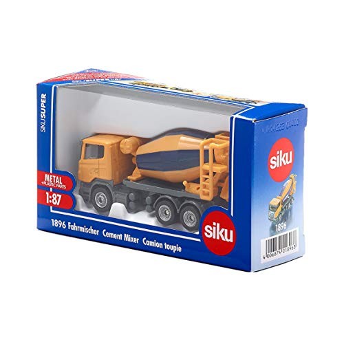 Siku 1:87 Cement Mixer #1896 Construction Car Model Orange and Blue