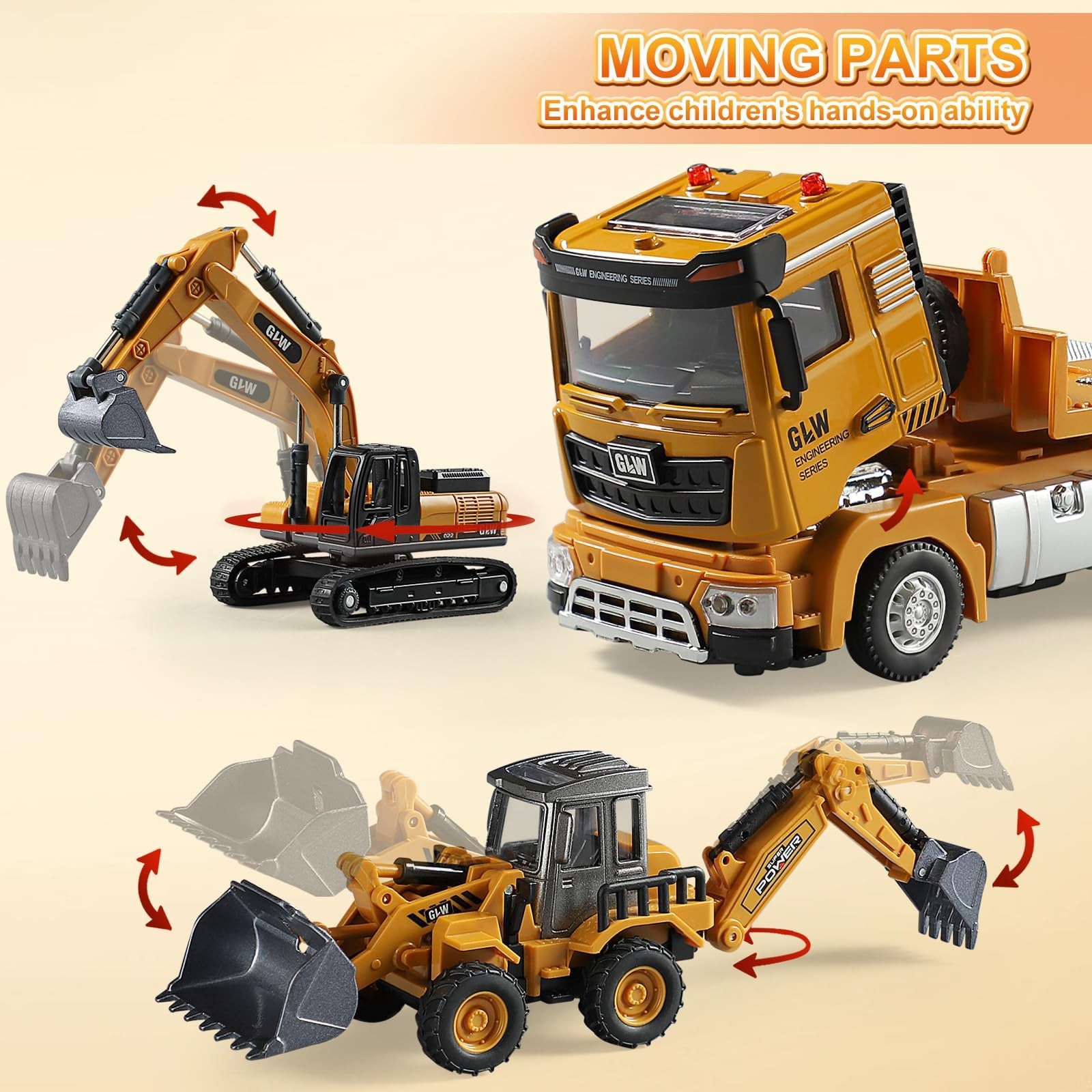 Construction Carrier Trucks Toy Set – Alloy Inertia Driving 1:40 & 1:55 Simul…