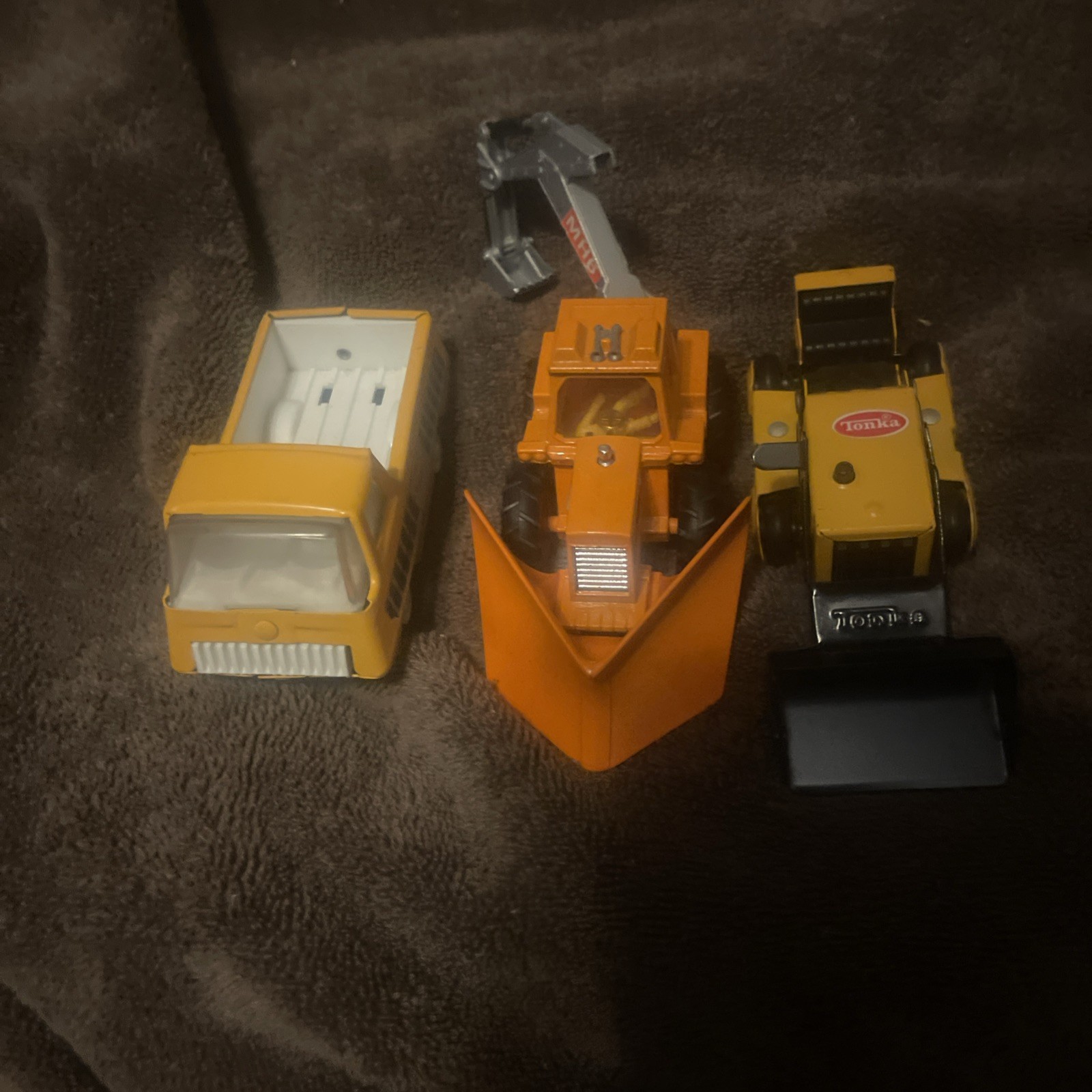 2 Tonka & Matchbox Collectible Toys (1970s): Excavator-Front Loader-Pick Up
