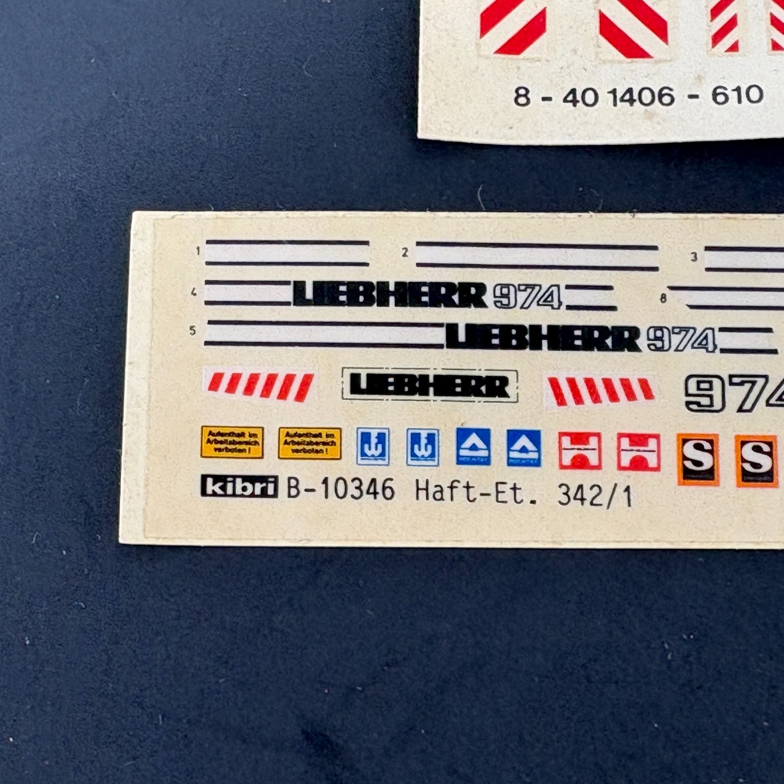 Kibri HO Scale Liebherr 974 & Crane Decal Assortment FOR PARTS 1/87