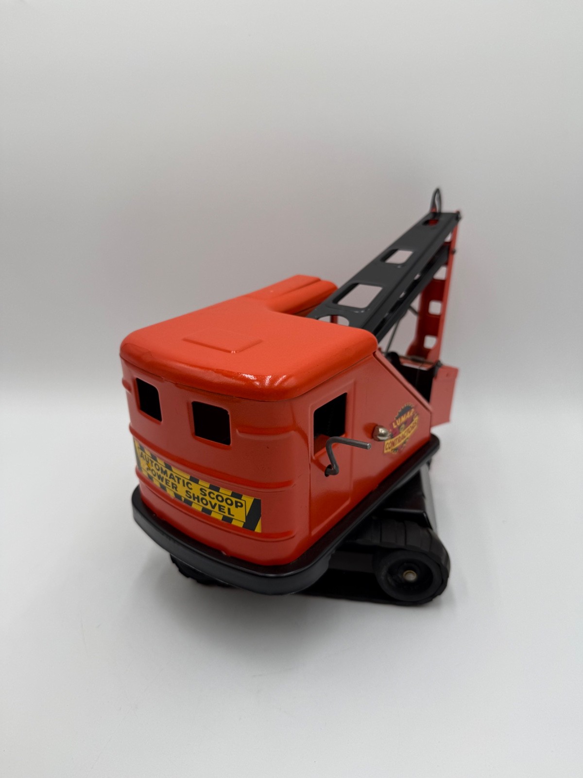 Vintage Steel Power Shovel Excavator Orange Comes with Original Box Very Nice!