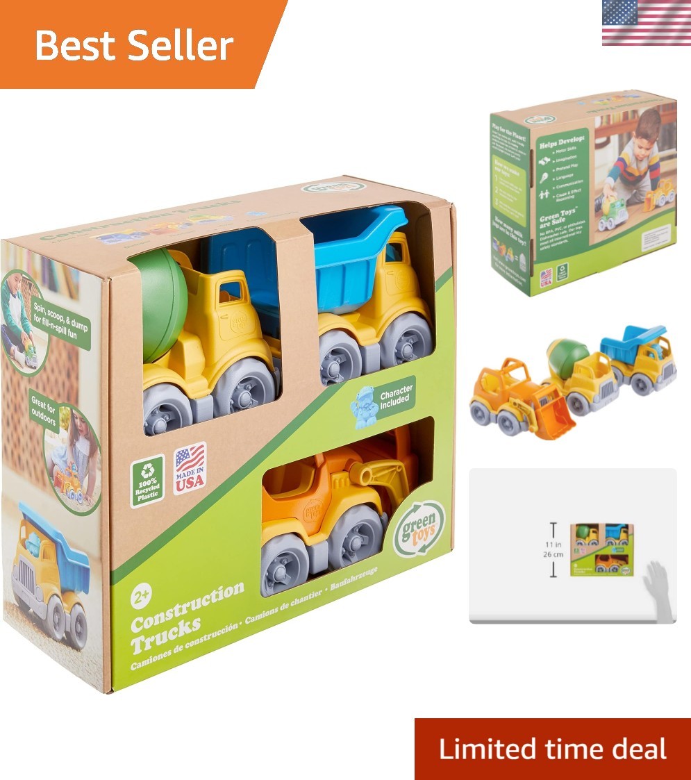Colorful 3-Pack Construction Vehicles with Bonus Character for Creative Play