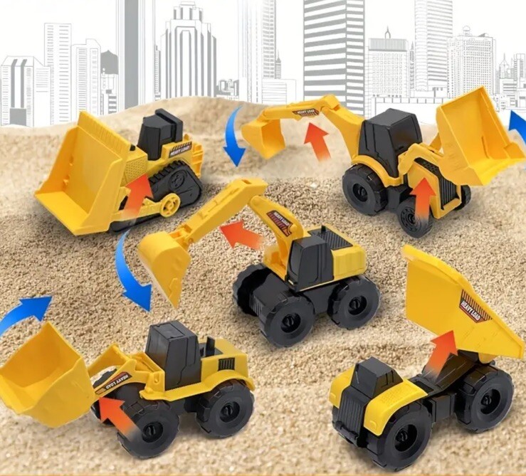 Backhoe Bulldozer Dump Truck Excavator Wheel Loader Construction Set Five PCs