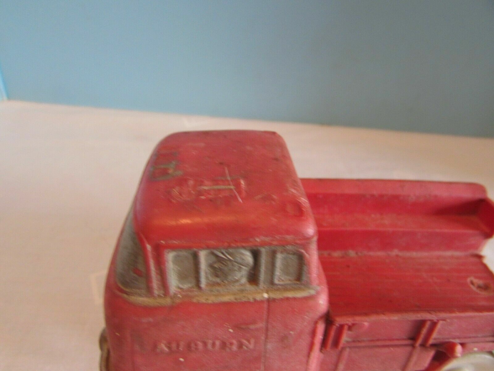 VINTAGE AUBURN Toys Vintage Rubber Farm RED TRUCK WHITE TIRES