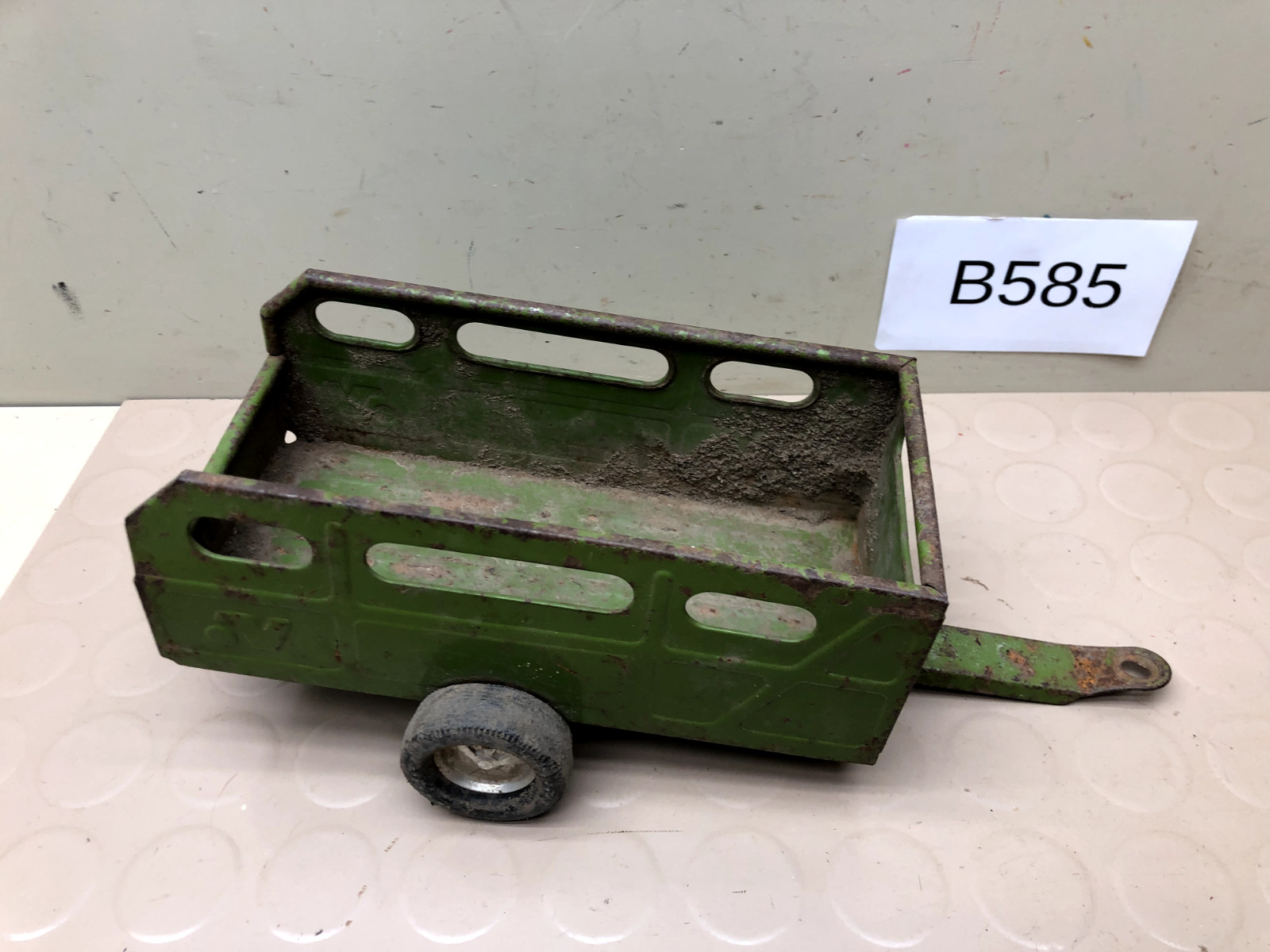 Vintage Nylint Farm Utility Trailer Wagon Green Pressed Steel
