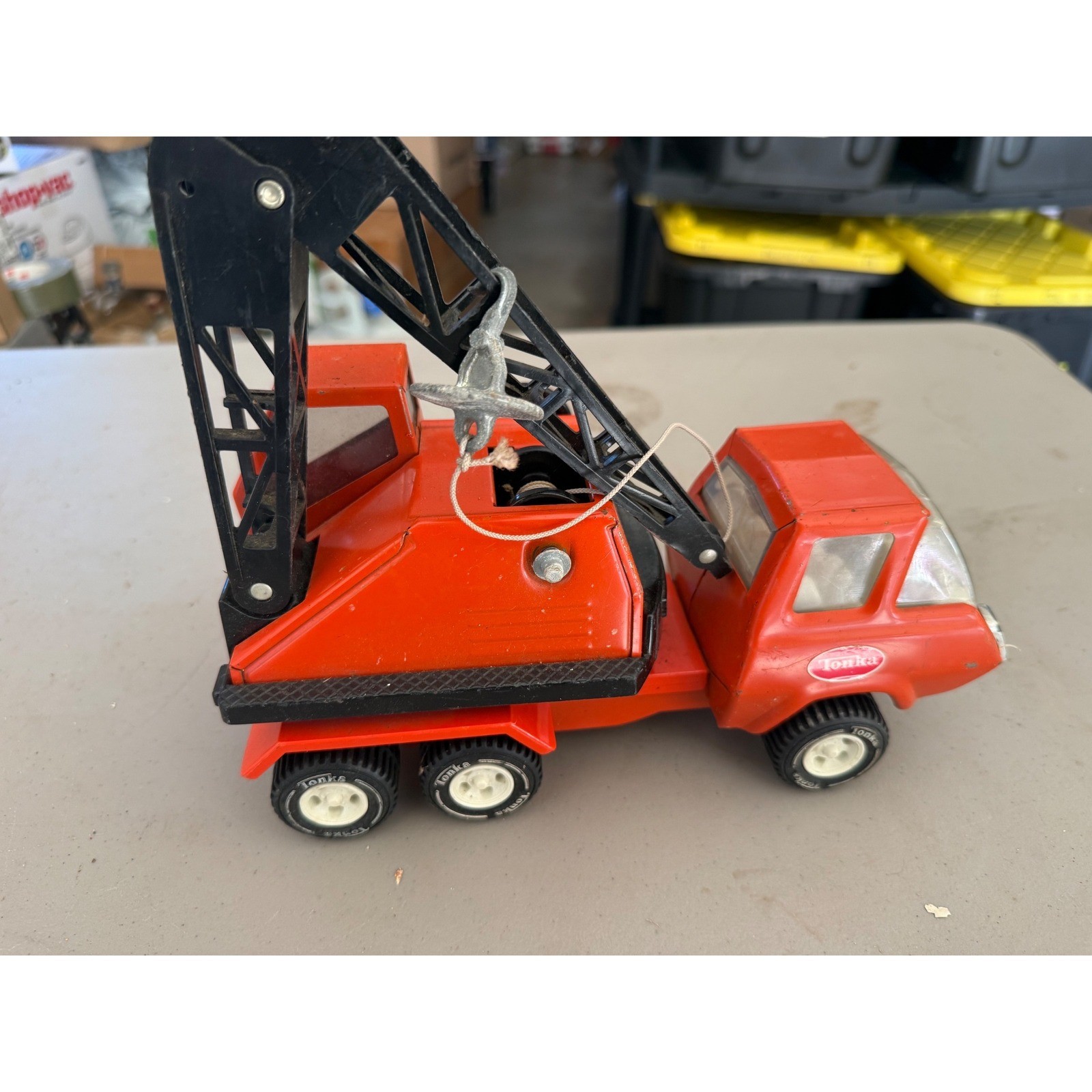 Vintage Tonka Mighty Crane Truck Orange Pressed Steel Construction Toy 1970s