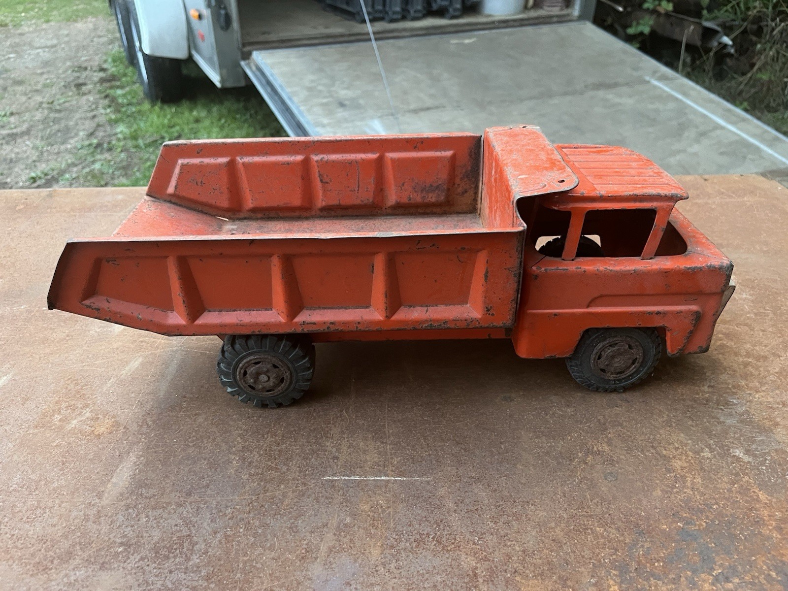 Marx Orange Metal Toy Dump Truck