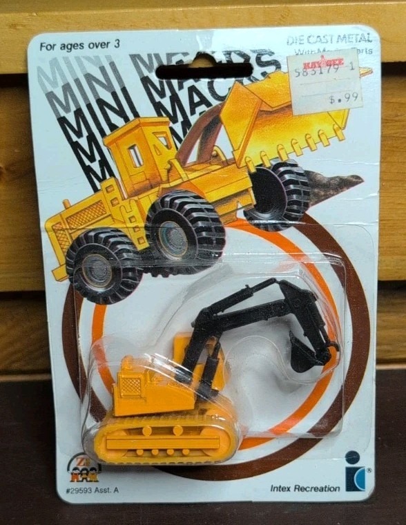 Vintage 1989 MINI MACKS Zee Toys Die Cast Full Track Excavator #29593