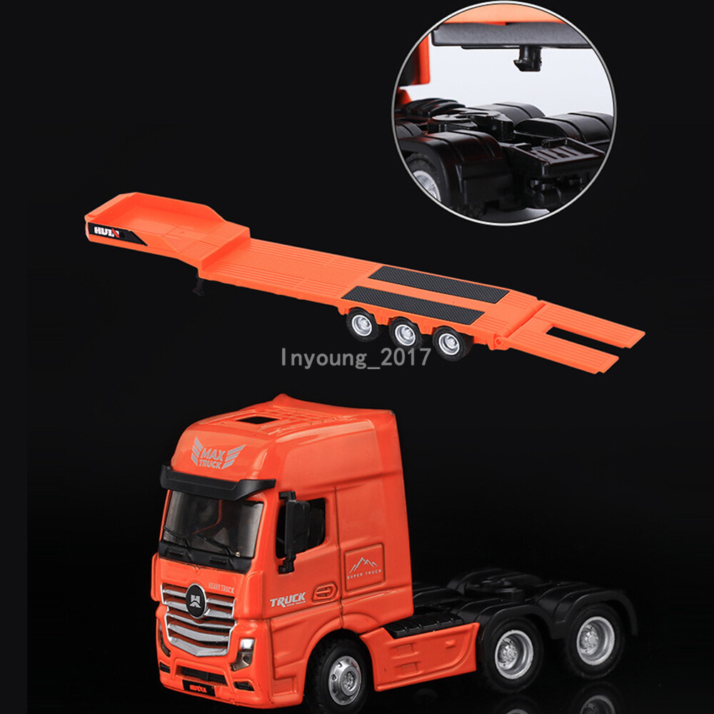 1:50 Flatbed Truck with Excavator Diecast Construction Toys Vehicle Playset Blue