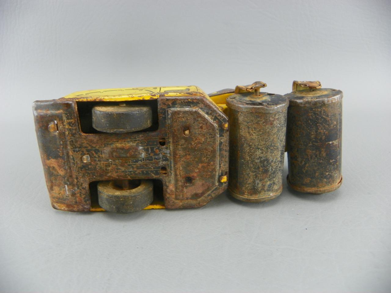 Vintage 1950’s Line Mar Marx Tin Litho 6″ Steam Roller Yellow Construction Japan