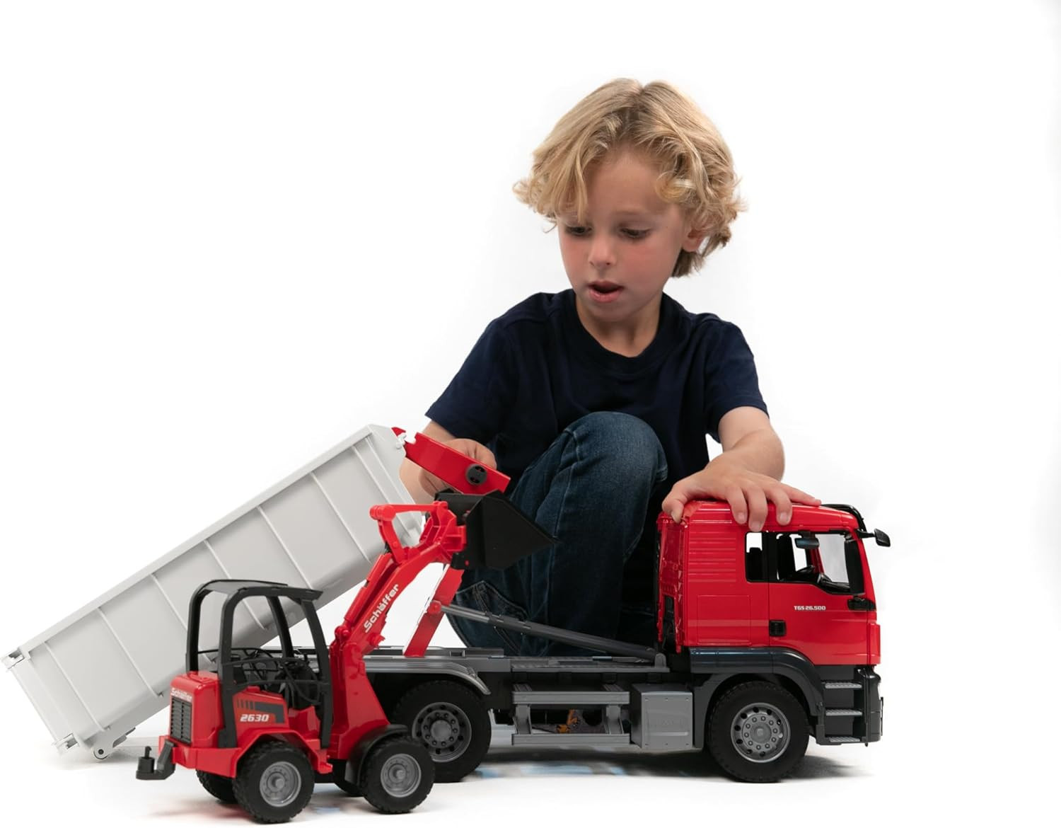 03767 Man TGS Truck with Roll Off Container and Schäffer Compact Loader 2630