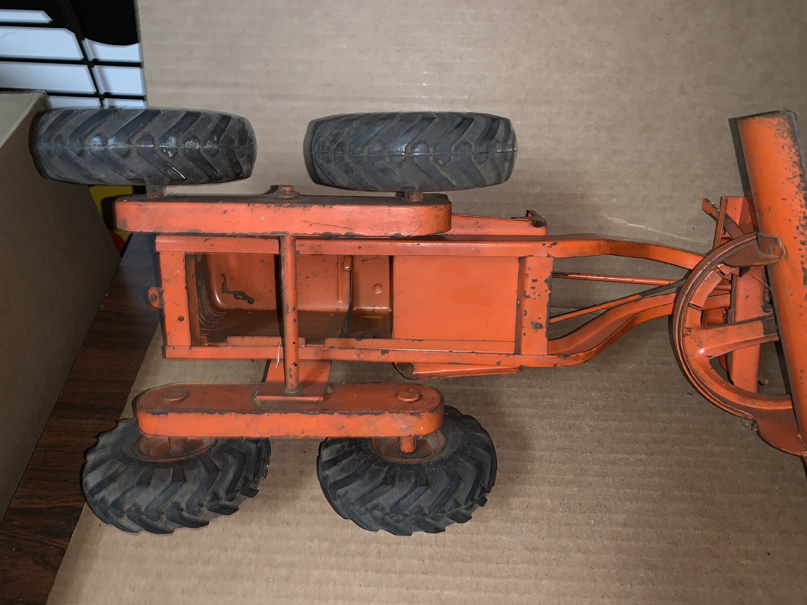 Vintage Heavy Pressed Steel Adams Motor Grader Diesel Construction Toy