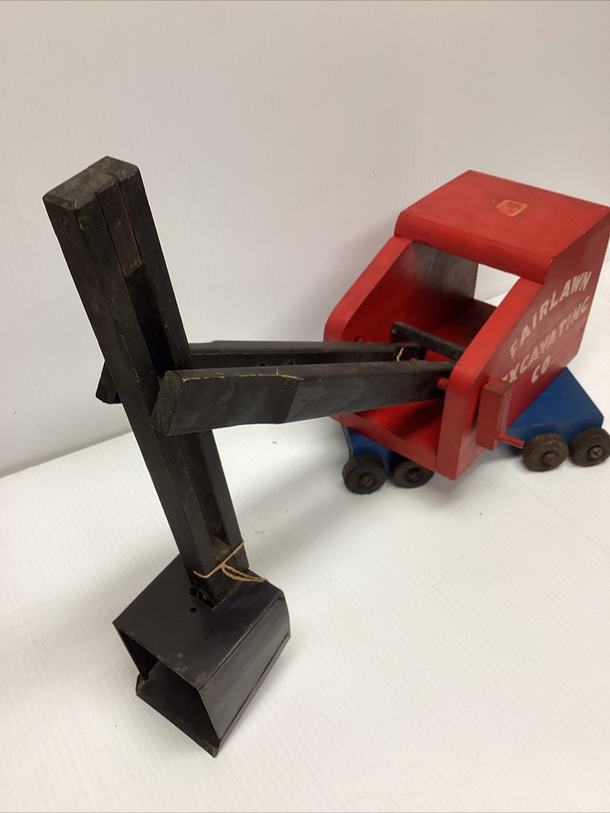 Antique 1940s Tick Tock Toys Wood & Metal Fairlawn Excavating Co. Steam Shovel