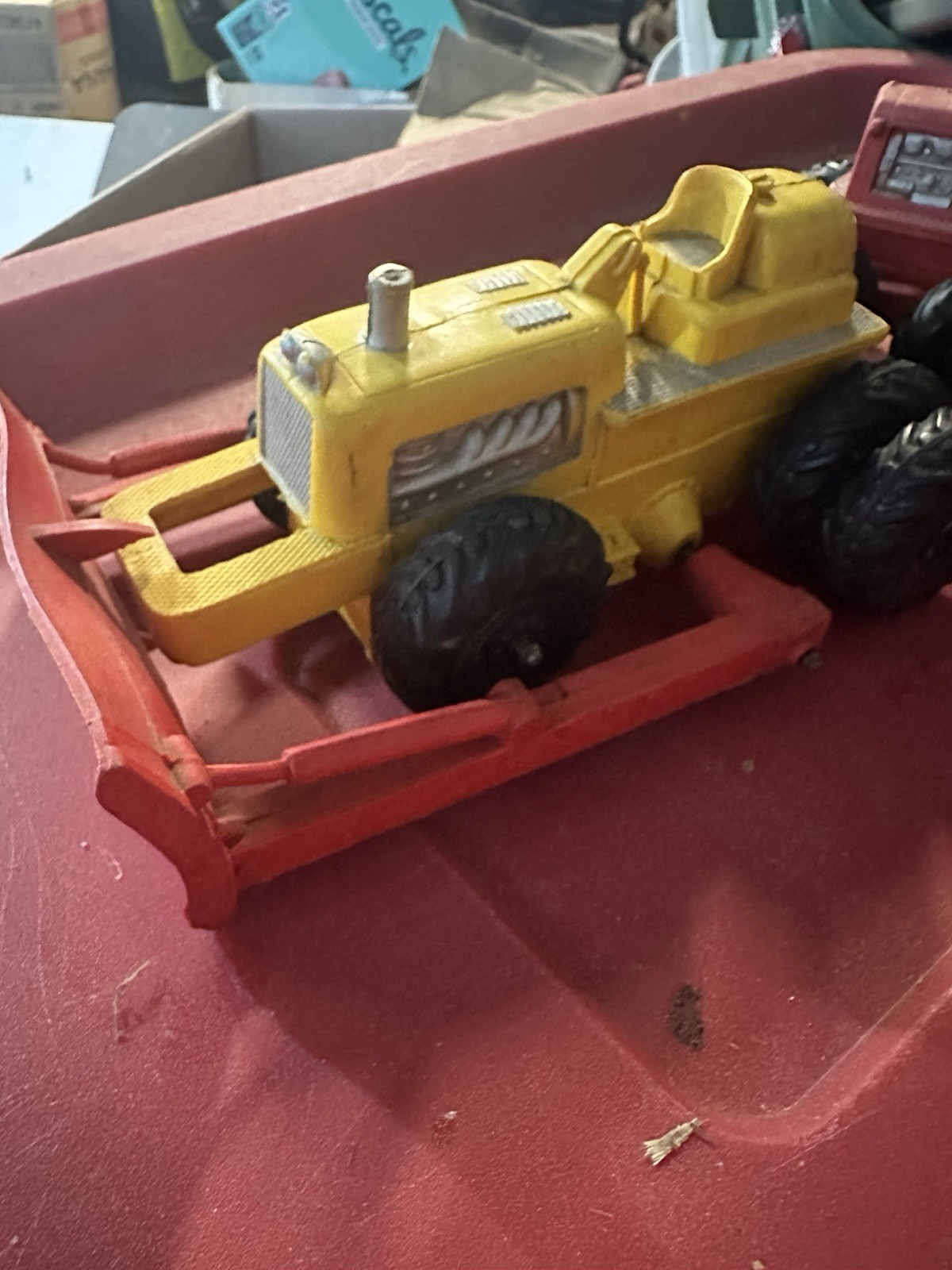 Vintage Diecast Road Grader Construction Vehicle Lot Yellow Red Black