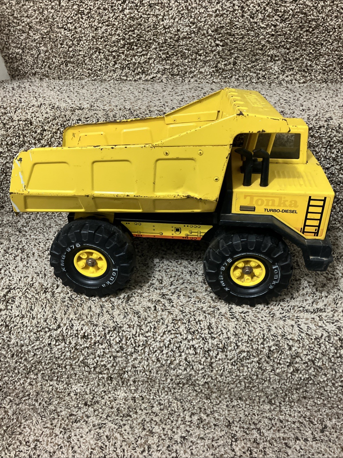 Tonka Turbo Diesel Yellow and Black Dump Truck Pressed Steel Toy