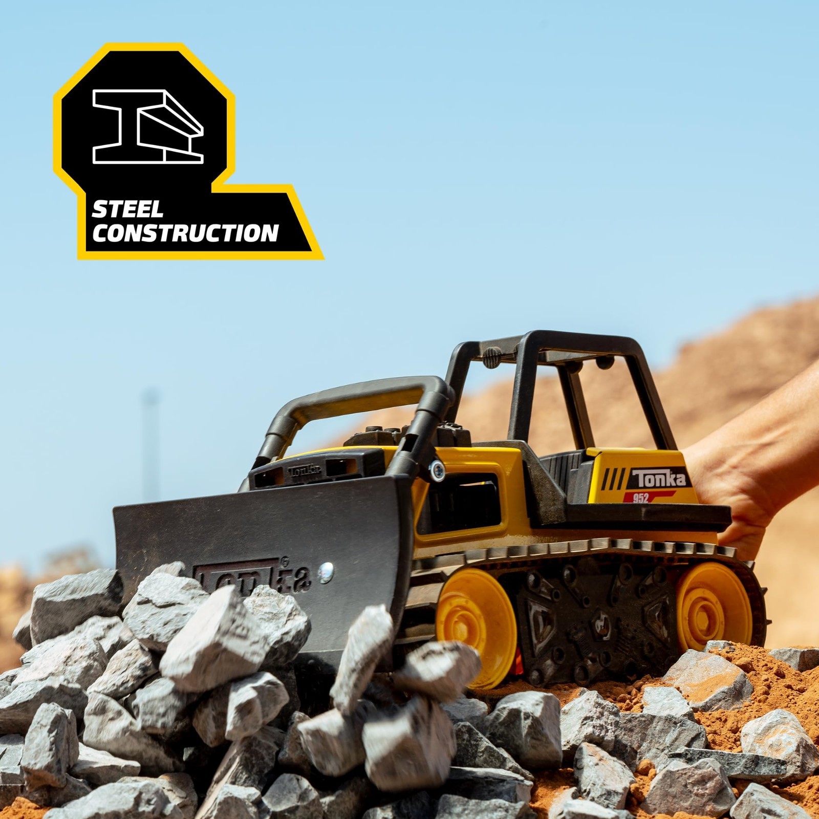 Steel Bulldozer Toy Truck – Durable Plastic & Metal, Yellow Construction Vehicle
