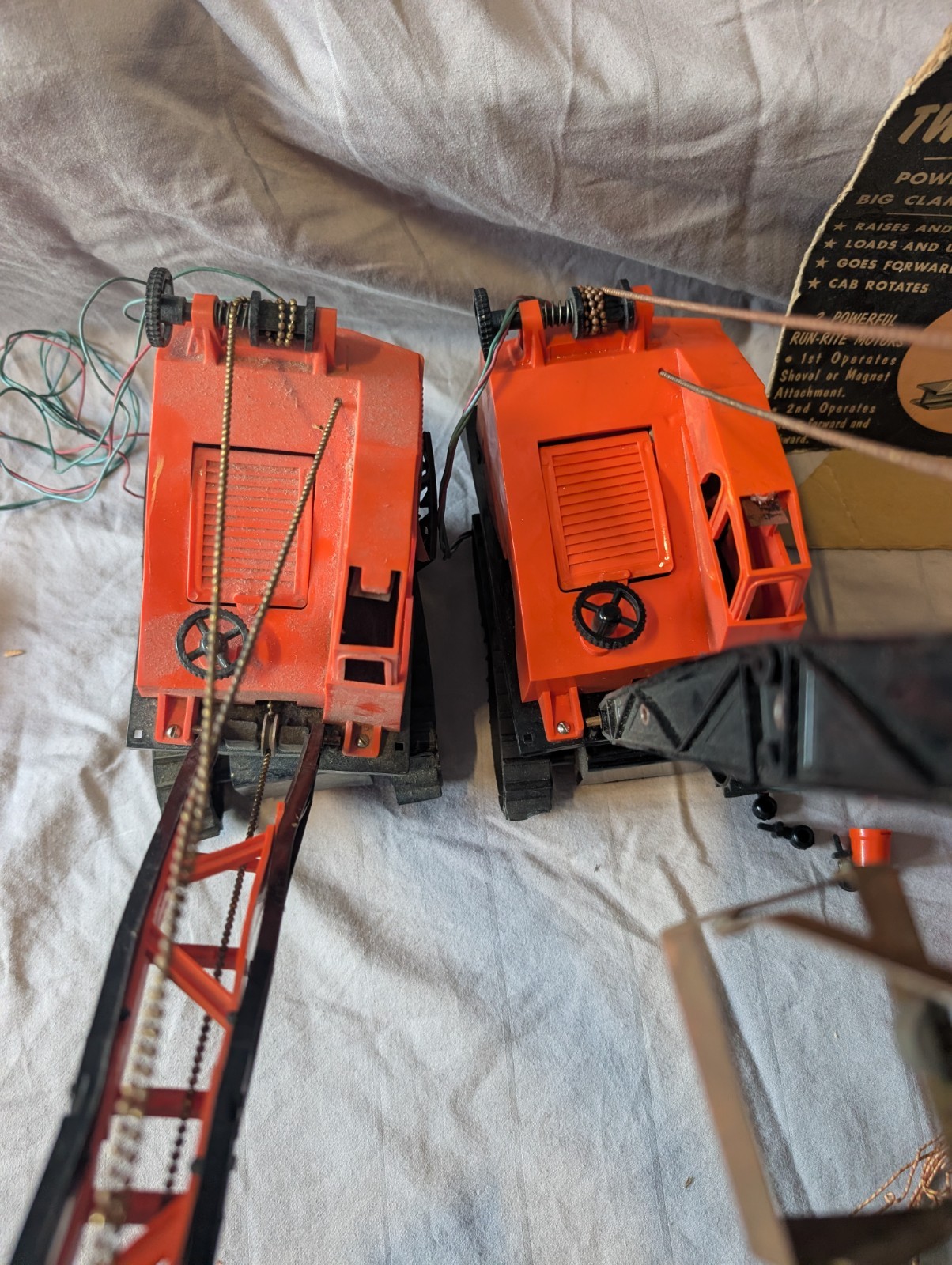 2 1960’s Big Jim Electric Magnetic Vintage Crane toy truck remote control car