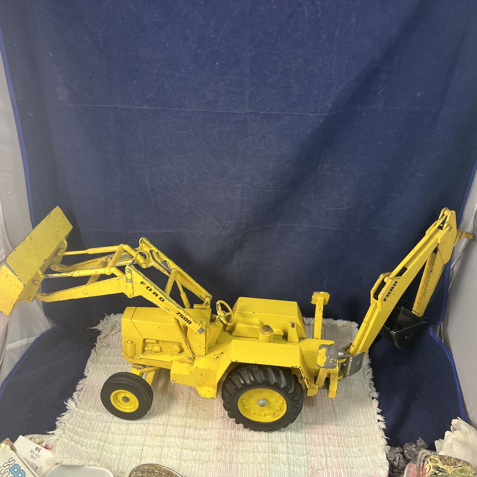 Vintage Ertl Ford 7500 Die-Cast Backhoe Front Loader Tractor – 1/12 Scale