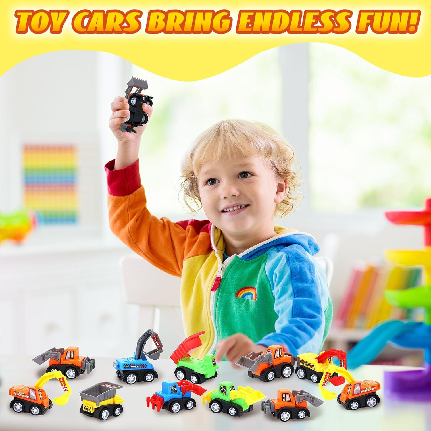 Mini Construction Car Toys Pull Back Vehicles Excavator Truck Tractor Kids Party