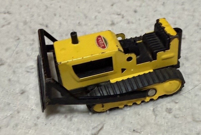 Vintage 4″ Bulldozer Tonka Toy Truck Yellow Black Pressed Steel