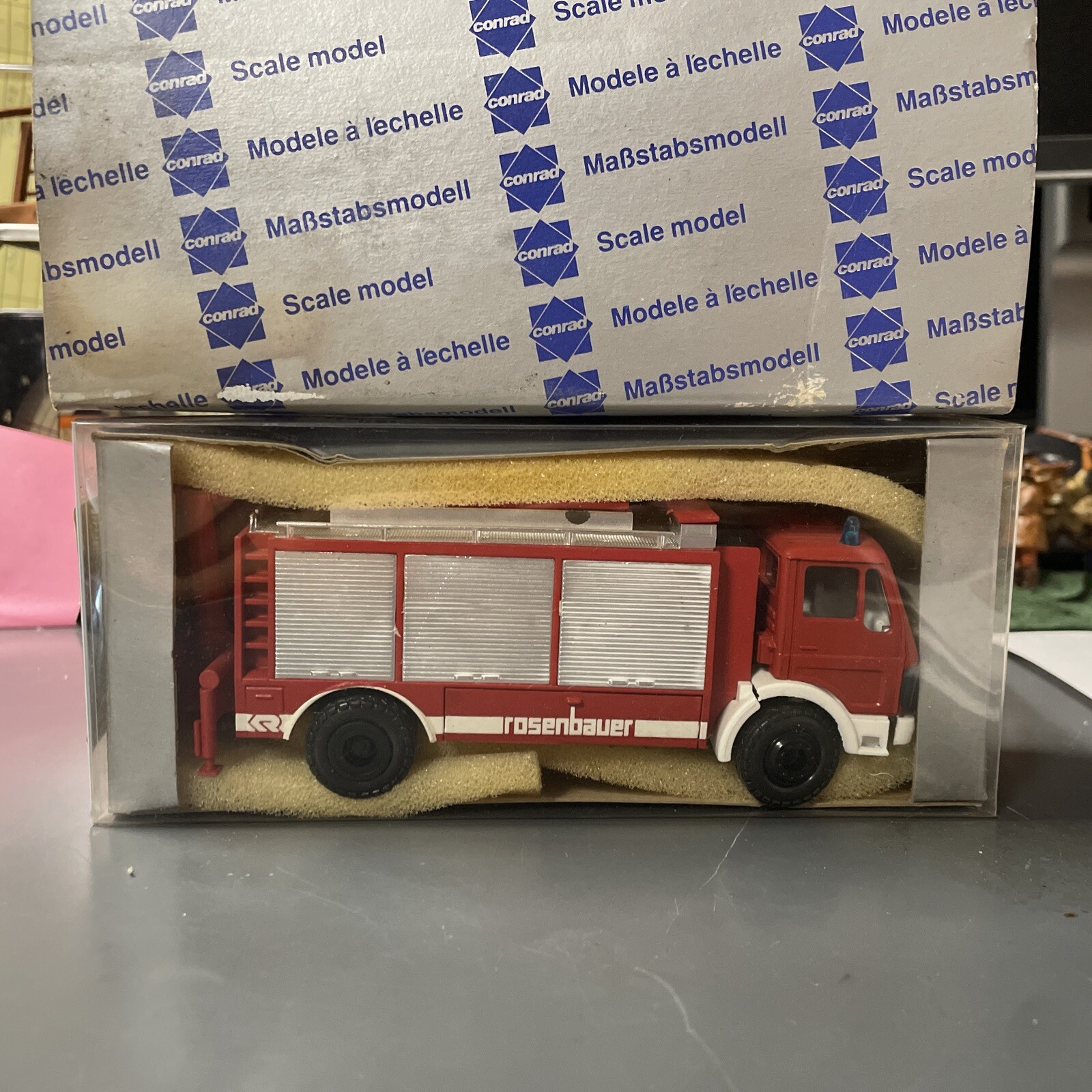 Conrad 3090 Mercedes Rosenbauer Fire Truck Engine Collector Toy 1/50 Germany FD