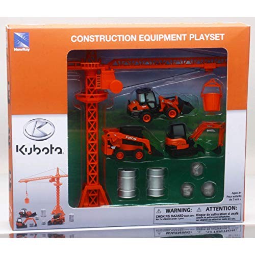New Ray Kubota Die-Cast Construction Vehicles Set, Plastic Engineering Toys