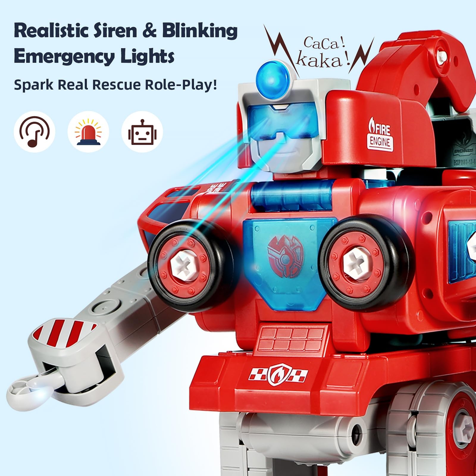 Transformers Toys for3 4 5 6 7 8 Year Old Boys, 5-in-1 Fire Truck Car Toys Ta…
