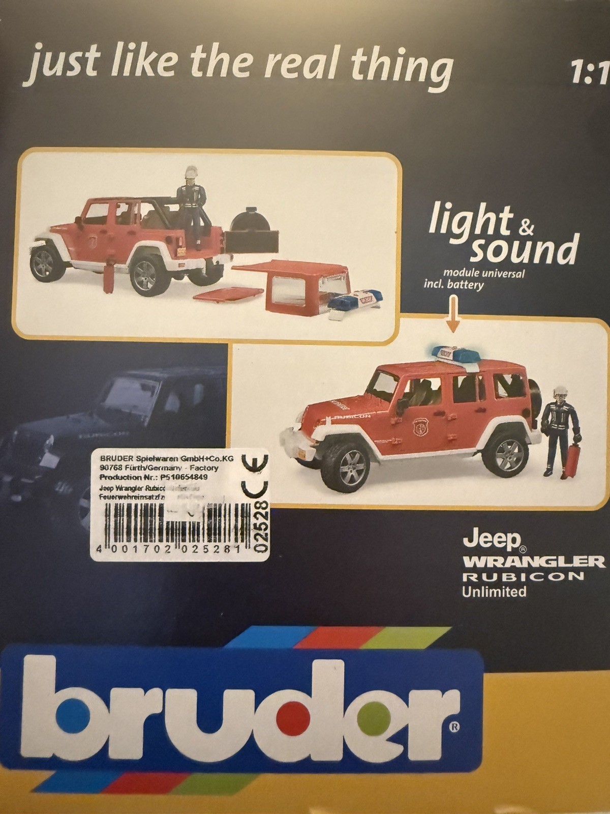 BRUDER #02528 Jeep Wrangler Rubicon Fire Vehicle #2528