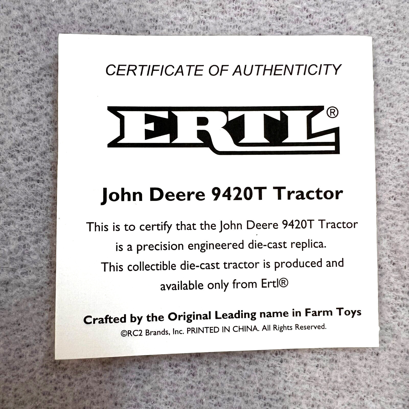 Promo ERTL John Deere Tractor #9420T Size 4 Rewards [02]