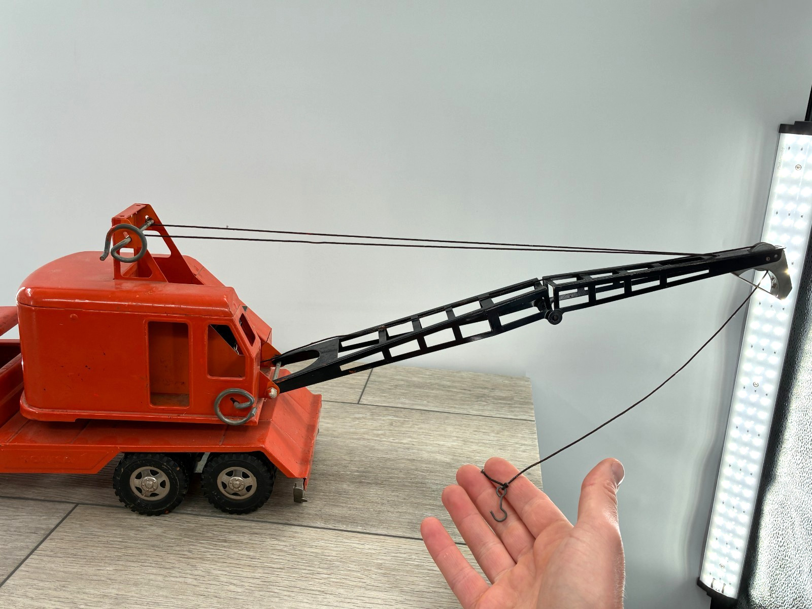 Vintage Tonka State Hi-Way Mobile Clam Crane Painted Orange Works Steel Toy 60s