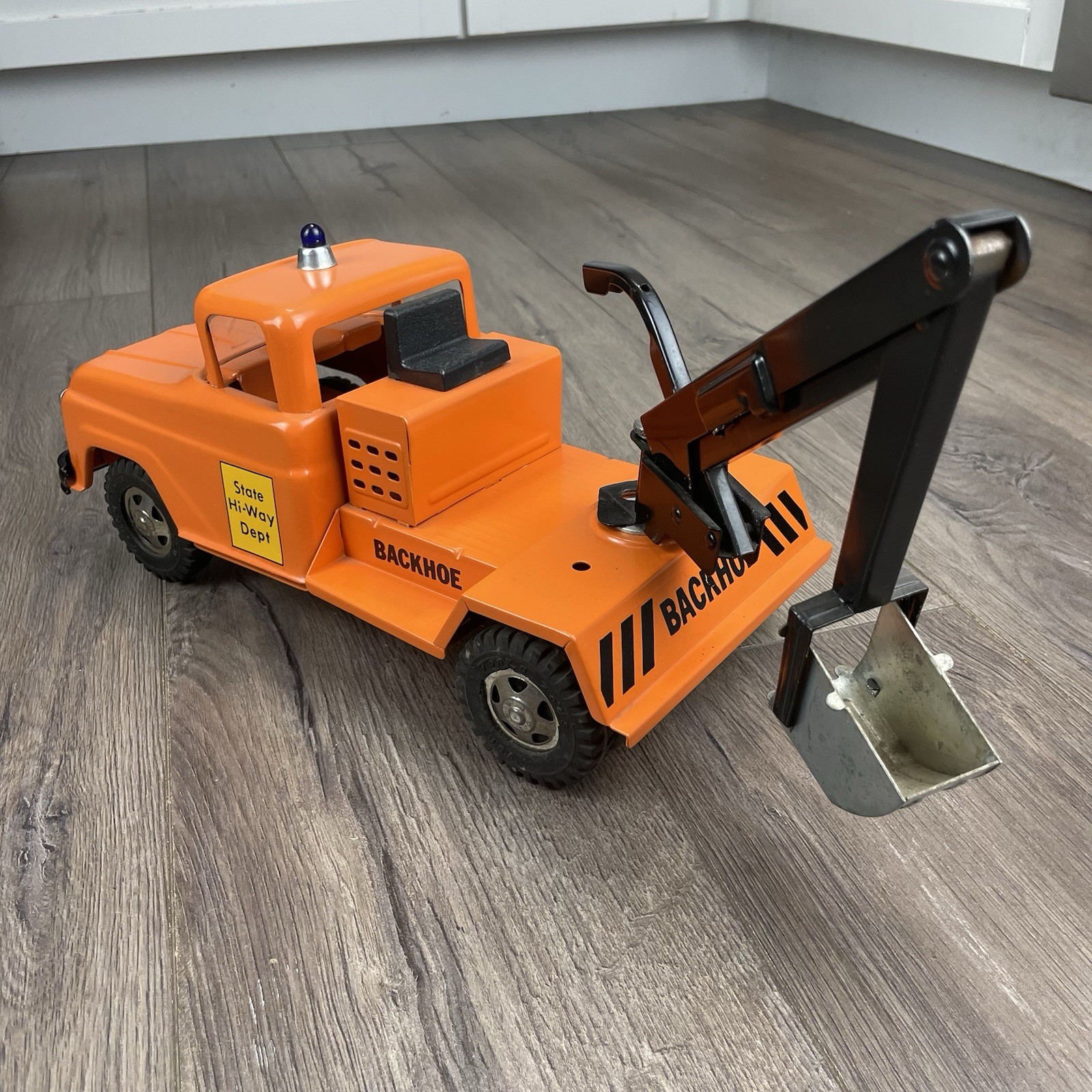 Vintage Orange Tonka State HI-WAY DEPT Highway Truck Backhoe Excavator Highway
