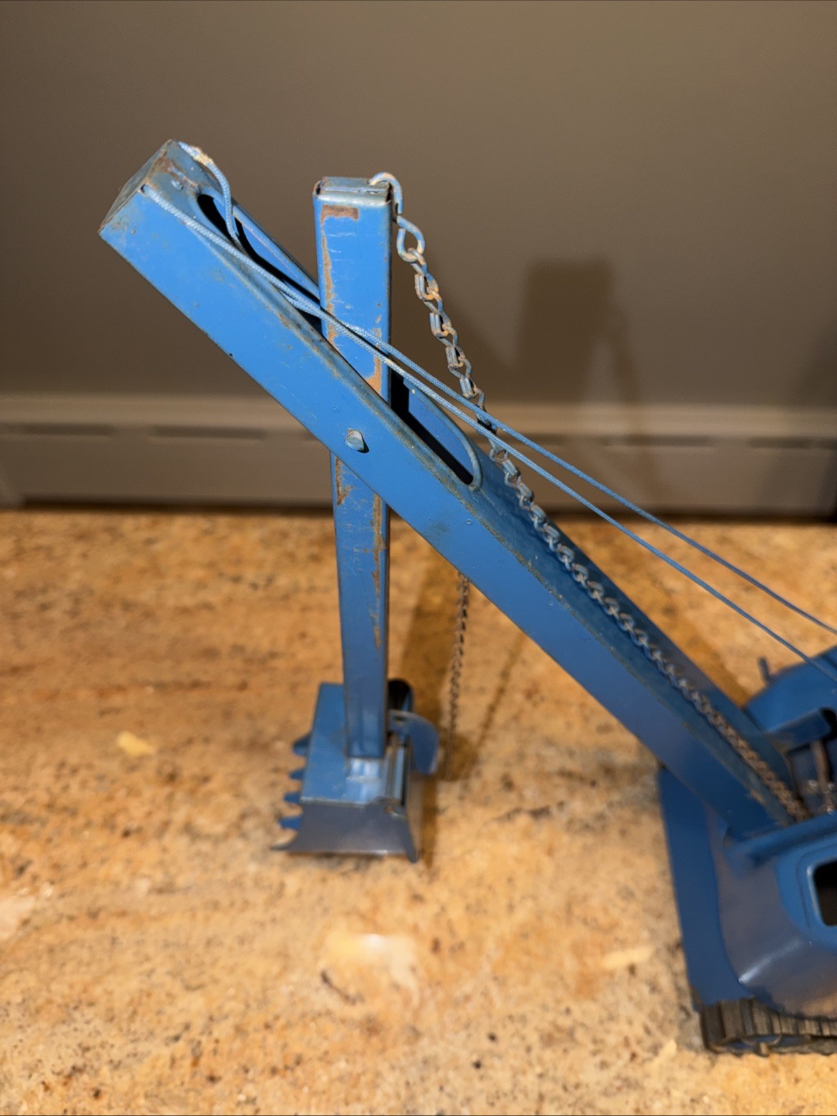 Vintage Structo Toys Pressed Steel Excavator Steam Shovel Toy Blue