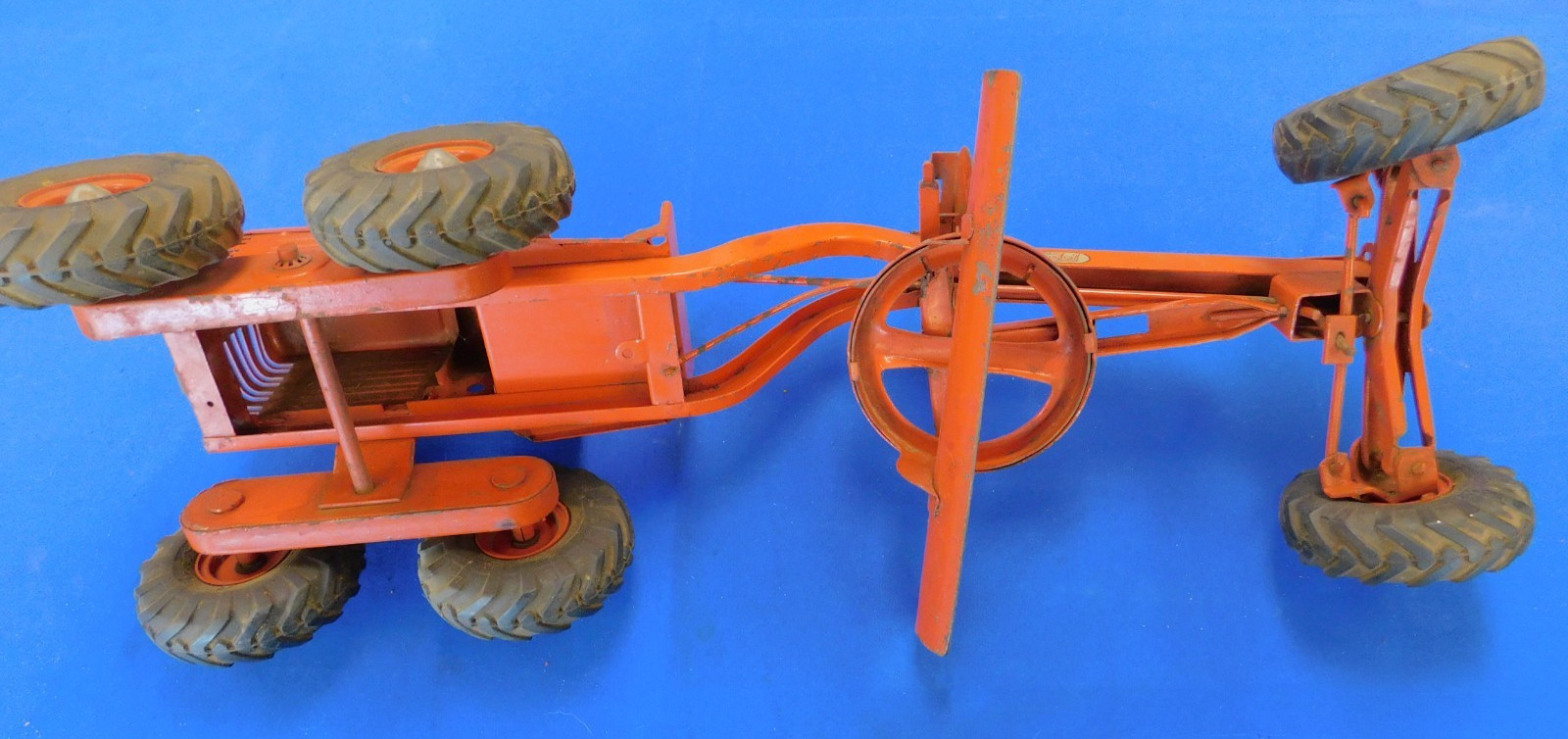 Vintage Doepke Pressed Steel Orange Road Grader Heavy Equipment