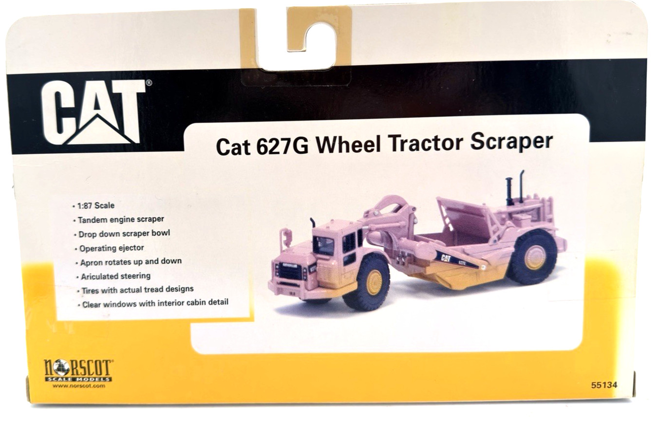 HO Gauge Norscot Die Cast Cat 627G Wheel Tractor Scraper In Sealed Box