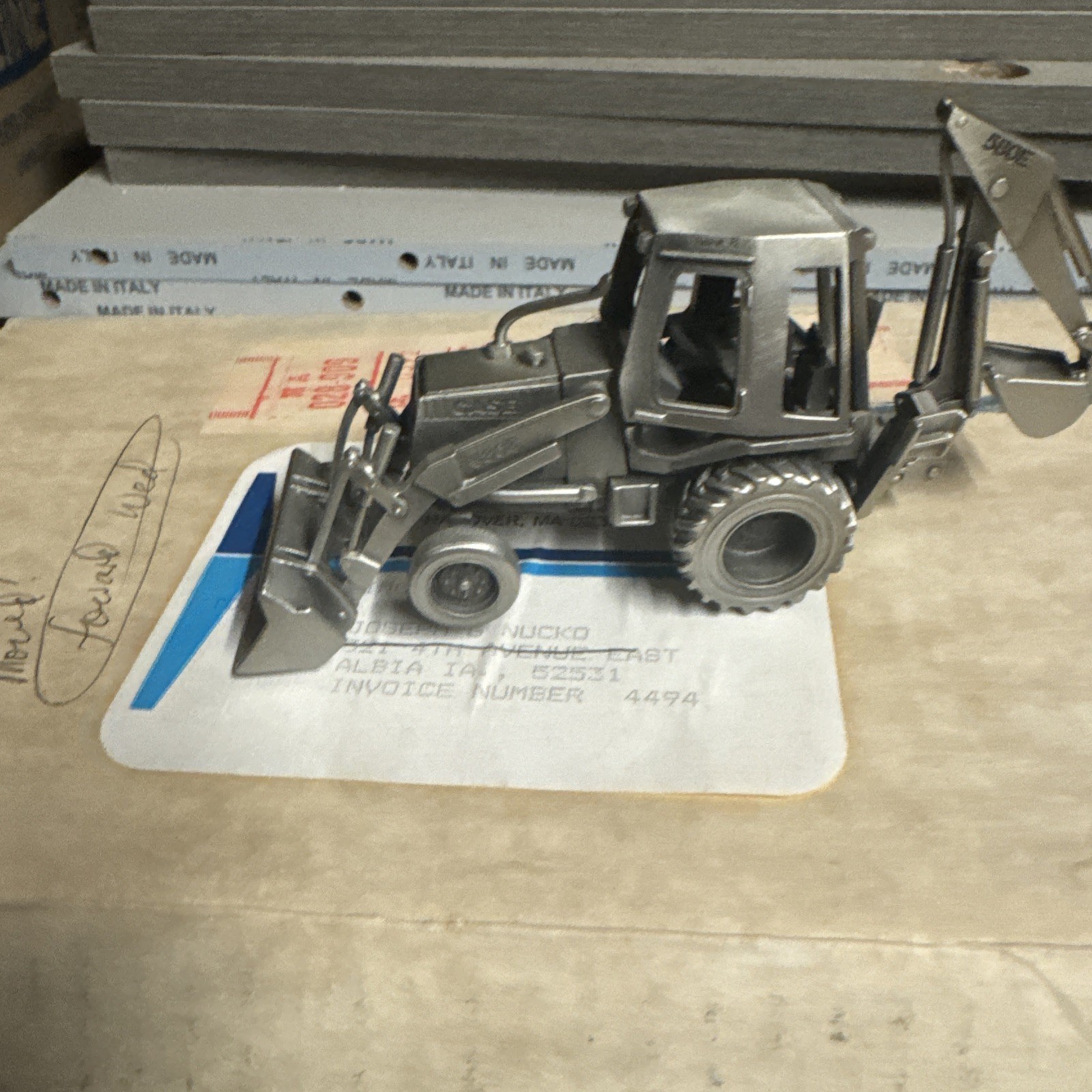Case 580E Backhoe Precision Pewter Artisans Hard Hat Collection With Box
