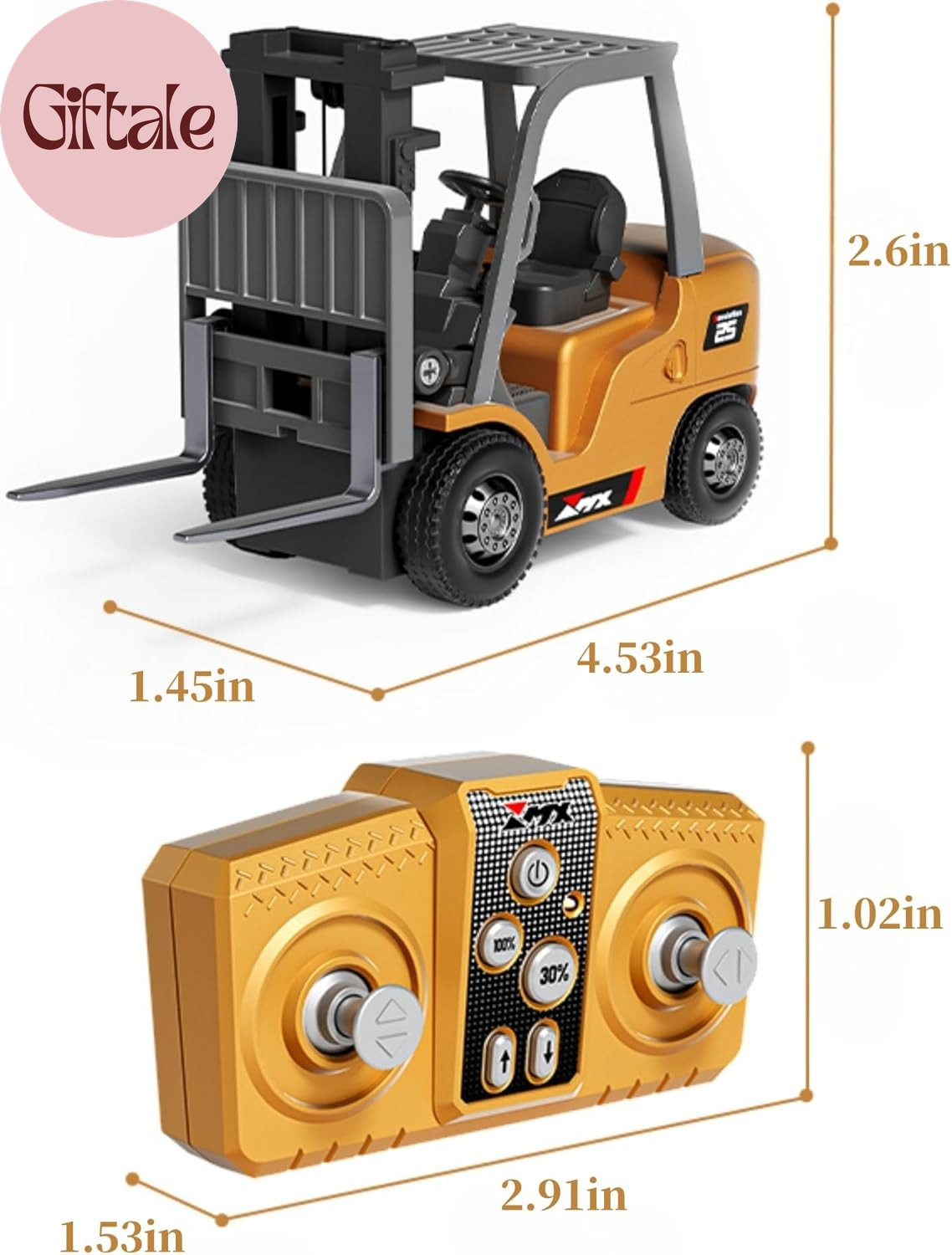 1/64 RC Forklift Toy 7 Channel 2 Mode Mini Remote Control Forklift Truck with Re