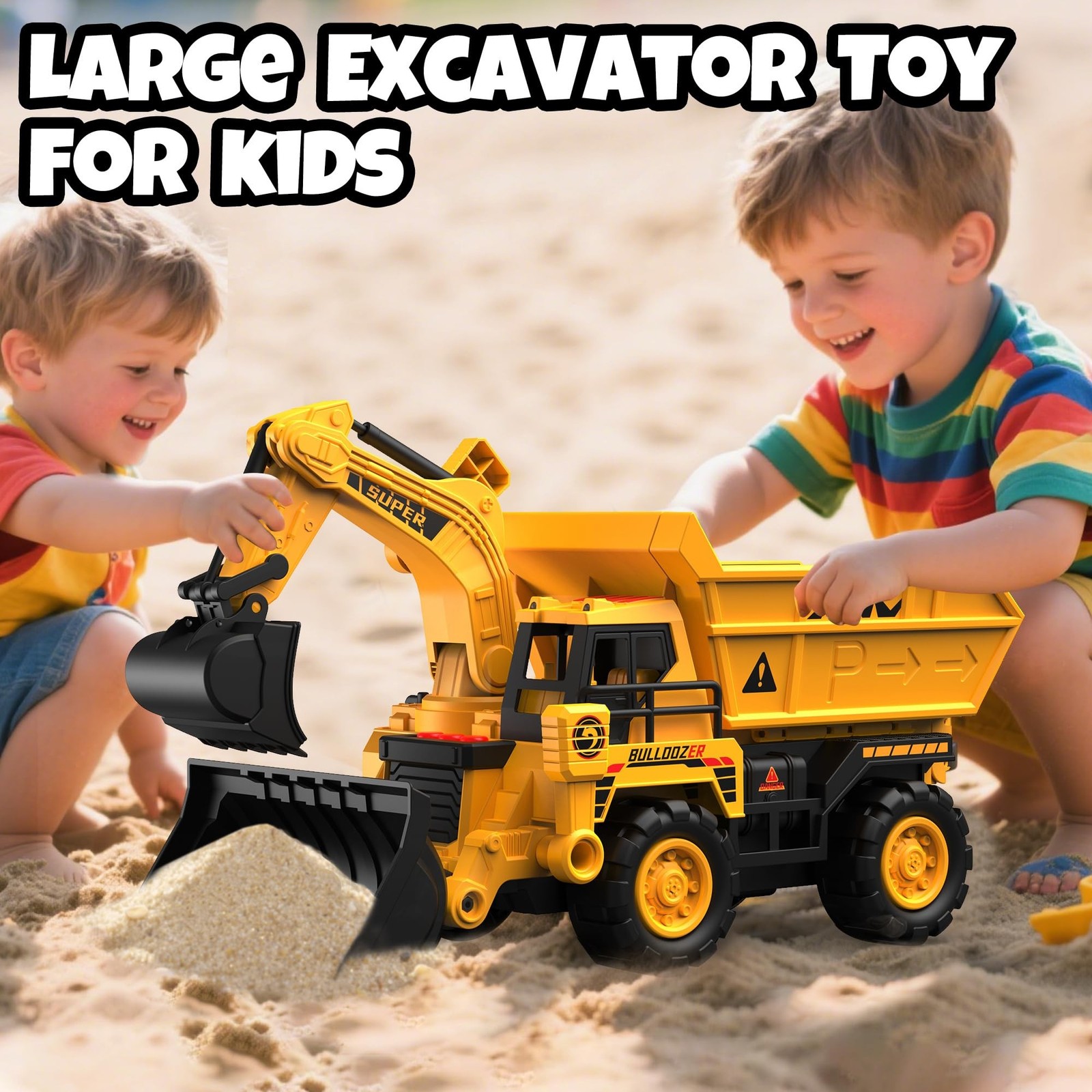 Construction Truck Toy Set,Transformable Dump Truck & Excavator with Launch T…